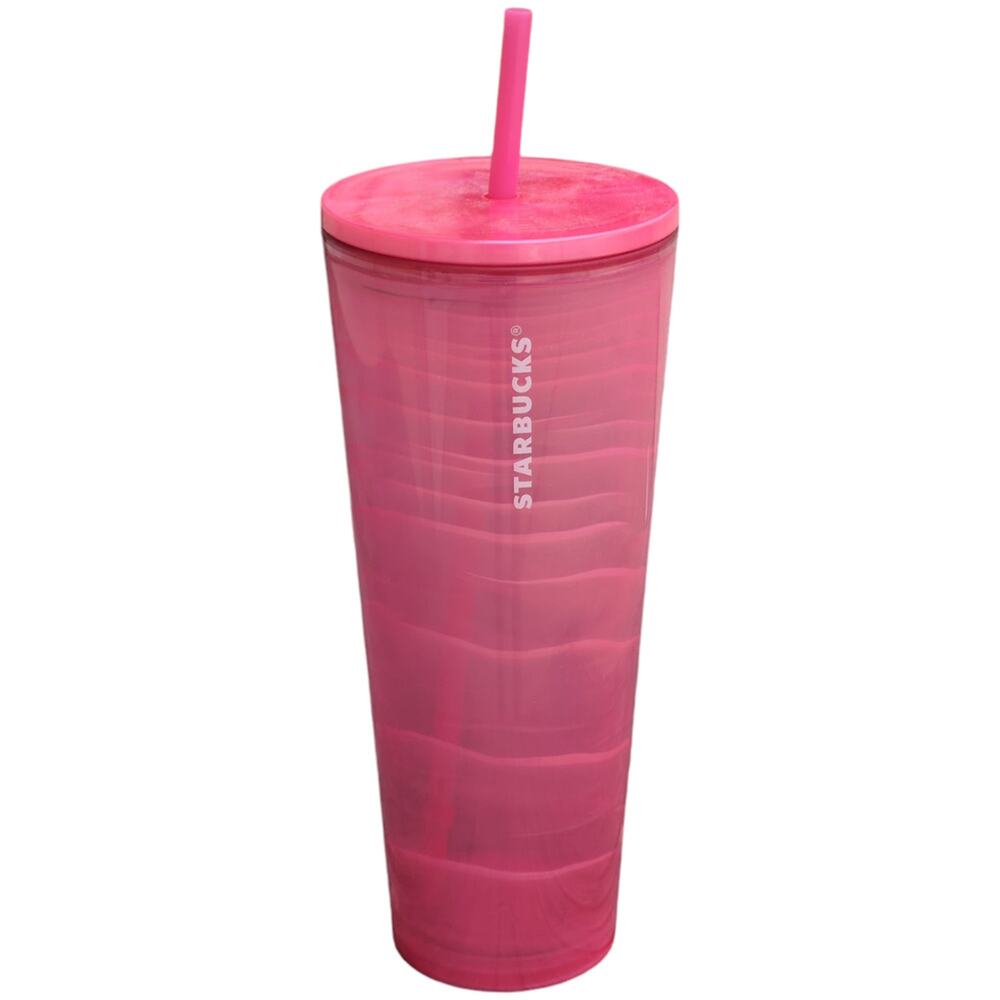 NWT Starbucks Pink Marble Bubblegum Cold Cup Tumbler Venti 24 oz. 2023